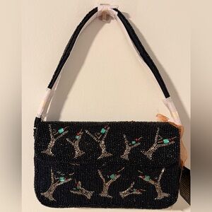 Beaded Black Martini Shoulder Bag